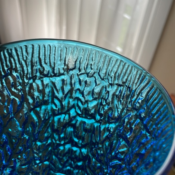 Stunning 1970s vintage bark texture vase blue turquoise - Picture 2 of 10